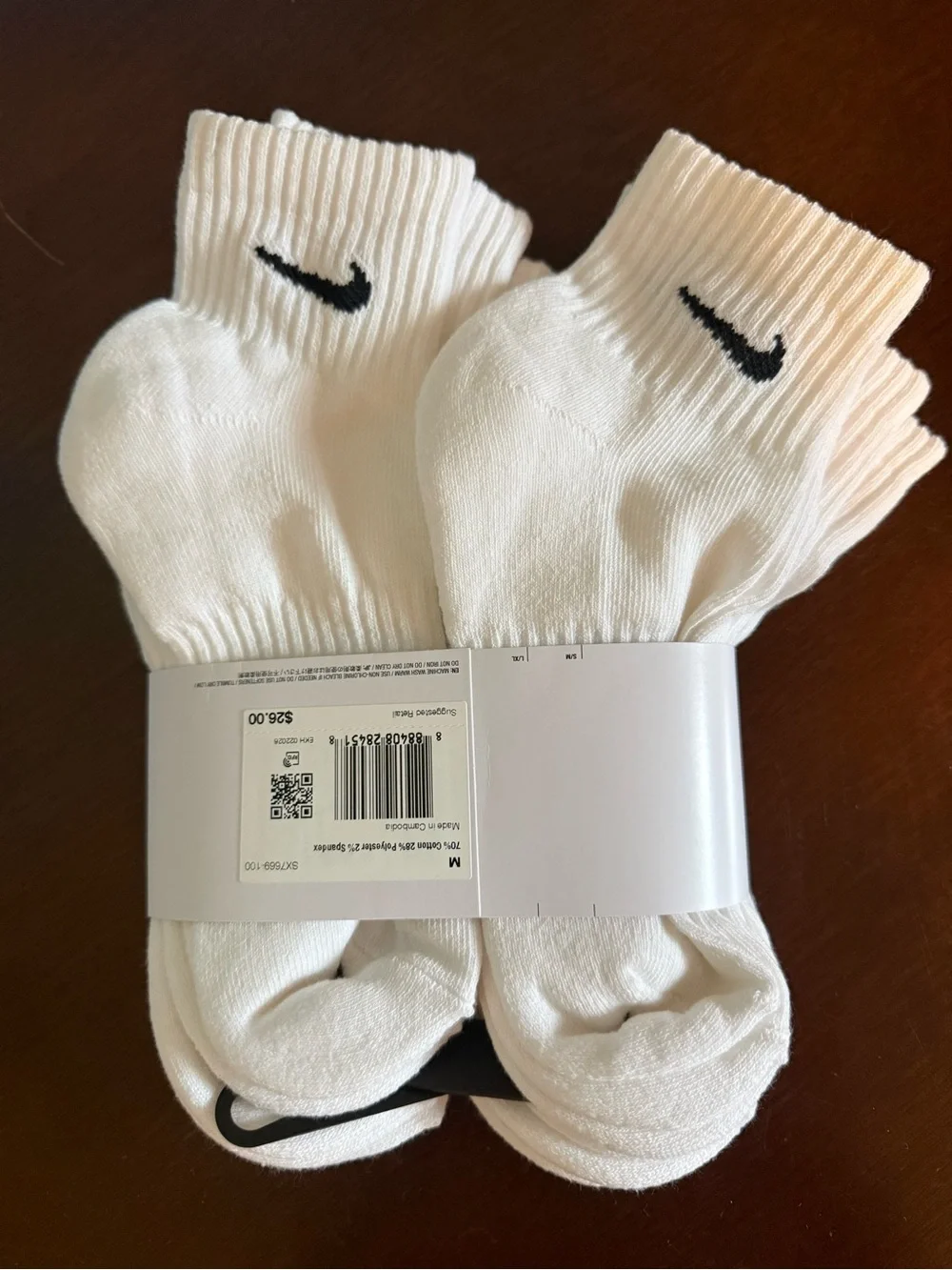 Nike White Ankle Socks with Black Swoosh - 3 Pack